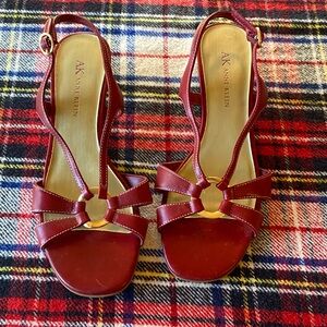 Anne Klein Red Sandals with Gold Accent